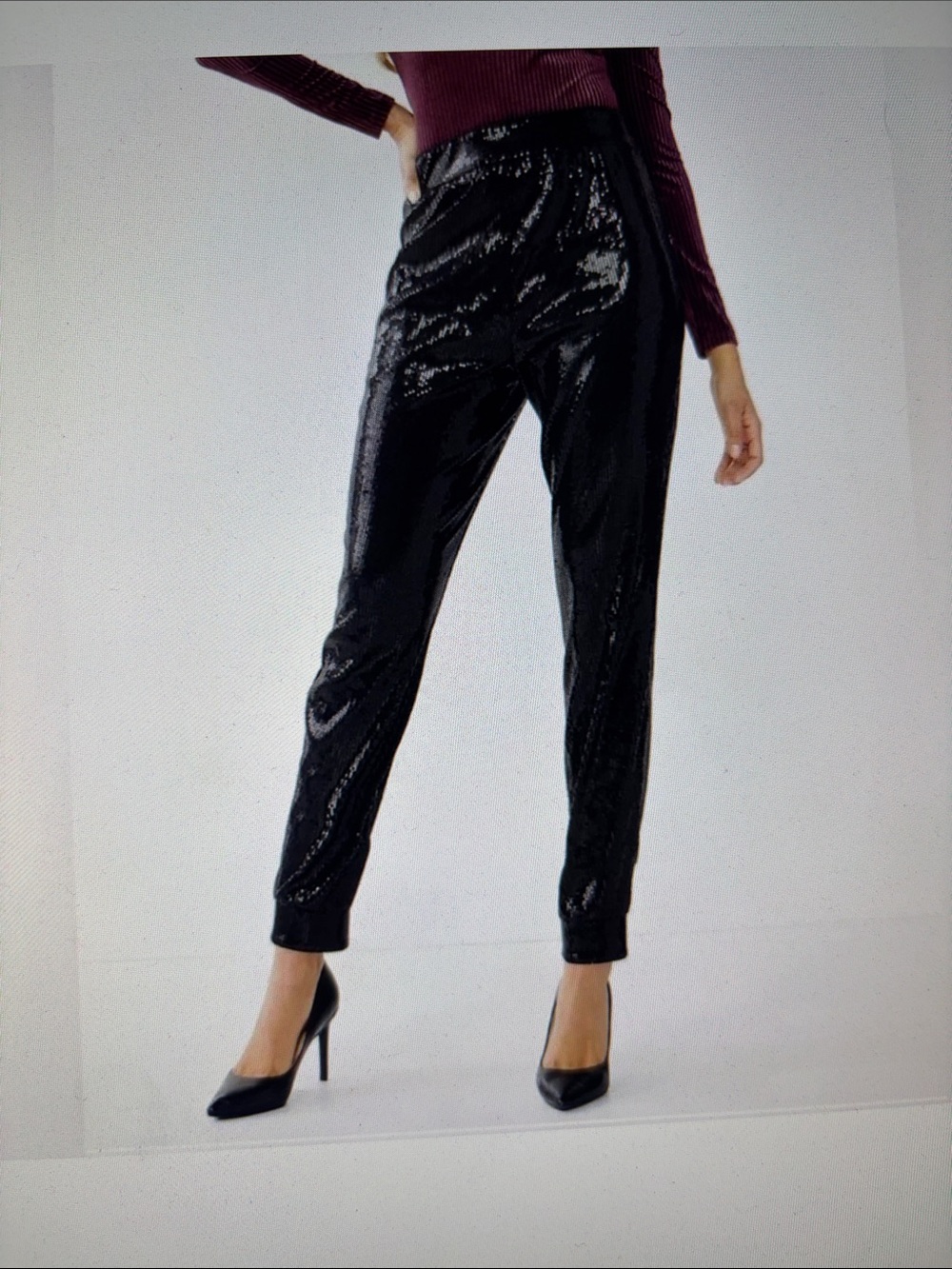 CARA SANTANA X NINE WEST BLACK SEQUIN JOGGER PANTS. PARTY FESTIVE . XL